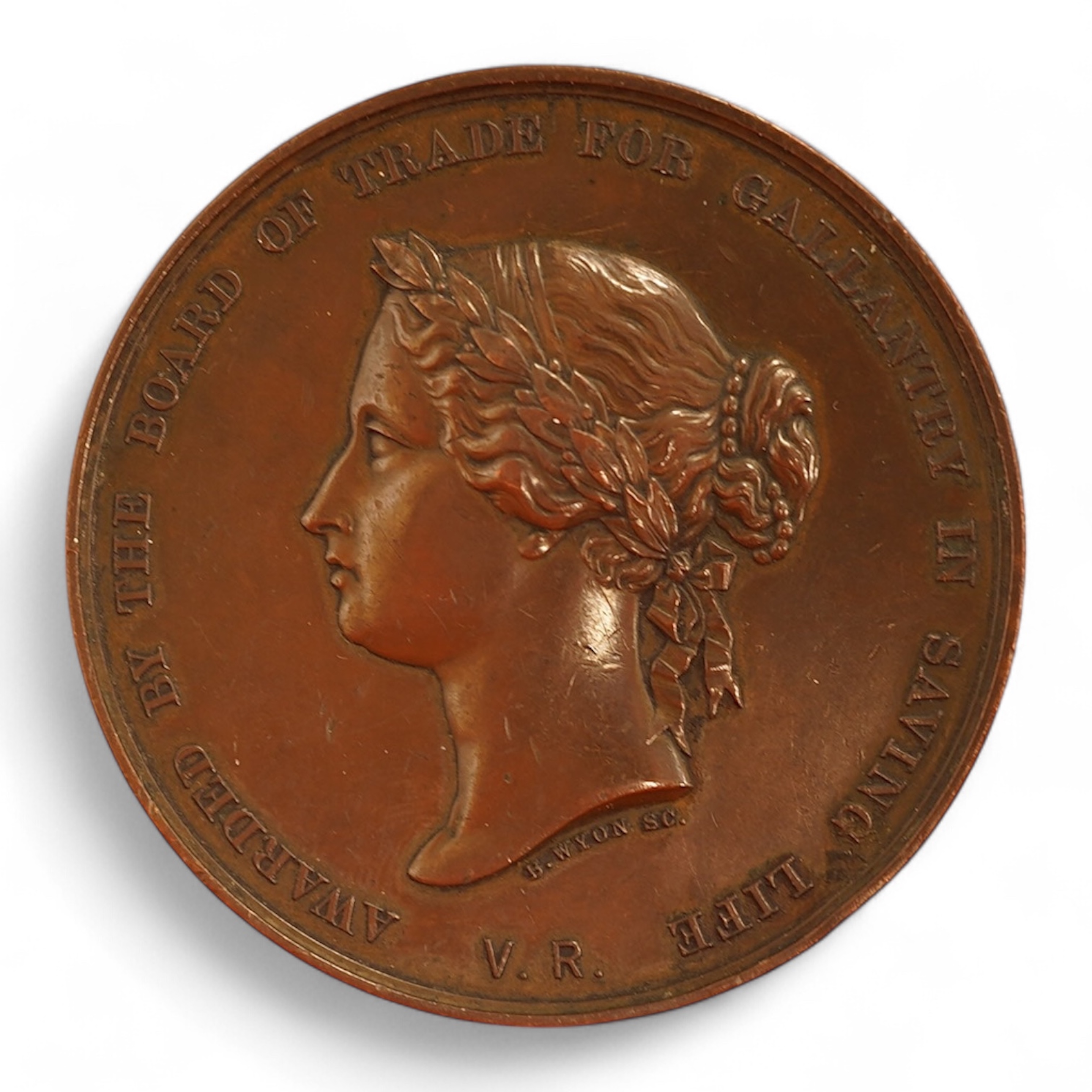 British medals, Victoria, bronze medal, Board of Trade Gallantry in Life Saving, the edge engraved ‘George Webster wreck of the Edward Camble on the 14 March 1896‘, edge knocks otherwise VF better
